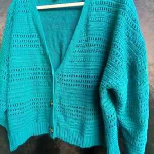 Rue21 Turquoise Open-Knit Cardigan
